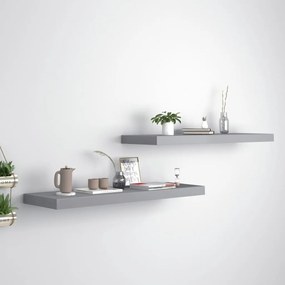 vidaXL Prateleiras parede suspensas 2 pcs 80x23,5x3,8cm MDF cinzento