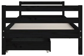 Estrutura cama infantil c/ gavetas 80x200cm pinho maciço preto