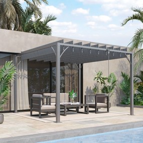 Pérgola 3x3 m para Jardim com Desenho de Lâminas Superiores Giratórias até 135° Proteção UV 50+ para Pátio Terraço Cinza