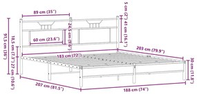 Estrutura de cama sem colchão 183x203 cm carvalho sonoma