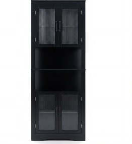 Armário de canto alto casa de banho, cozinha com 6 níveis 66 x 35 x 171 cm, portas de vidro e prateleiras ajustáveis em 3 posições, para cozinha tipo
