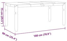 Mesa de jantar Corona 180x90x75 cm madeira de pinho maciça