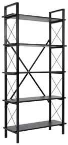 Estante "Elysian" – Preto, 90x34x180 cm, Design Industrial Moderno