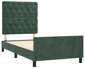 Estrutura de cama c/ cabeceira 80x200 cm veludo verde-escuro