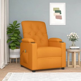 vidaXL Poltrona de massagens tecido amarelo-escuro