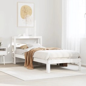 Estrutura de cama com cabeceira 90x200 cm pinho maciço branco