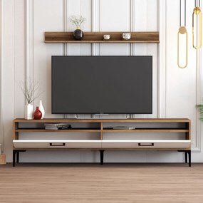 Móvel TV Istanbul – Nogueira e Branco – 180x47x35 cm