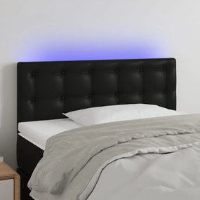 Cabeceira de cama c/ LED couro artificial 80x5x78/88 cm preto