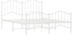 Estrutura de cama com cabeceira e pés 140x190 cm metal branco