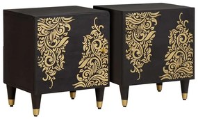 vidaXL Mesa de cabeceira com porta 2 pcs Preto 40 x 33 x 46 cm