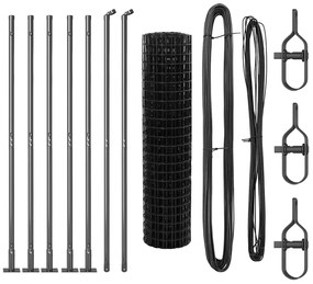 Cercas Euro com 7 postes flangados, 1,2 x 10m, em aço galvanizado