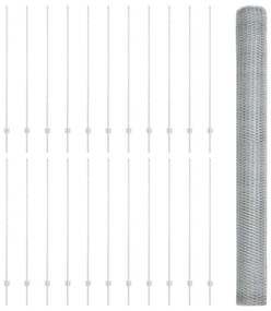 Postes de Cerca vidaXL 22 pcs U-Channel 160 cm Aço Galvanizado