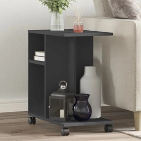 vidaXL Mesa de apoio c/ rodas 50x30x55 cm derivados de madeira preto