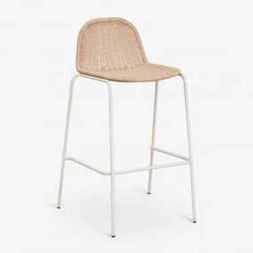 Banqueta Alta Empilhável Em Rattan Sintético Reiven ↑75 Cm & Tapioca Bege - Sklum