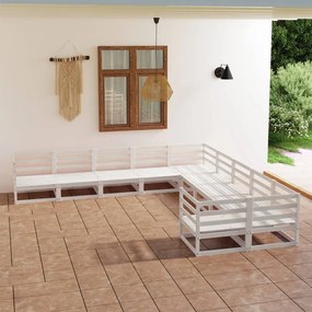 10 pcs conjunto lounge de jardim pinho maciço