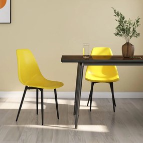 Cadeiras de jantar 2 pcs PP amarelo