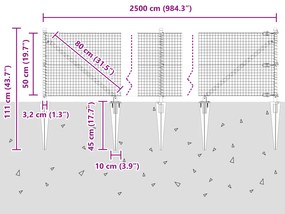 Conjunto de Poste de Cerca Conjunto de 2 Cinzento