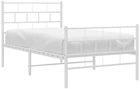 Estrutura de cama com cabeceira e pés 100x190 cm metal branco