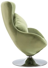 Cadeira giratória Egg com almofada em veludo verde claro