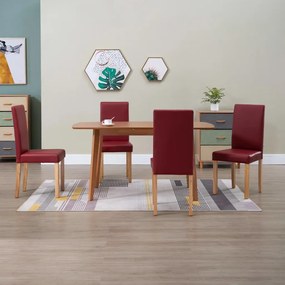 Cadeiras de jantar 4 pcs couro artificial vermelho