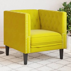 vidaXL Sofá chesterfield veludo amarelo