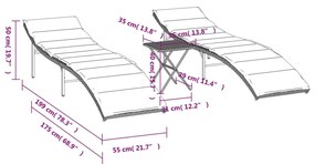 Espreguiçadeiras com mesa 2 pcs vime PE bege