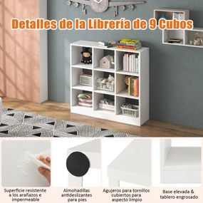 Estante de 9 cubos Expositor de 4 camadas 107,5 x 33 x 107,5 cm branco