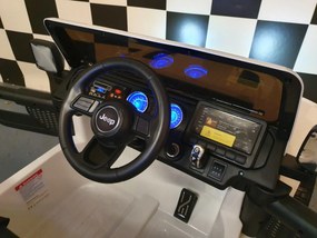 Carro infantil Jeep Wrangler, 12 volts, 4x4, telecomandado, , pneus de EVA, assento em pele branco