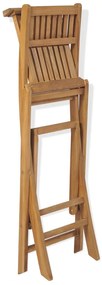 Conjunto de bistrô c/ cadeiras dobráveis 3 pcs madeira teca