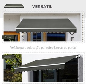 Toldo Manual Retrátil 350x250 cm Toldo para Varanda com Manivela de Me