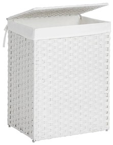 Cesto para roupa suja em Polyrattan 46 x 33 x 60 cm Branco