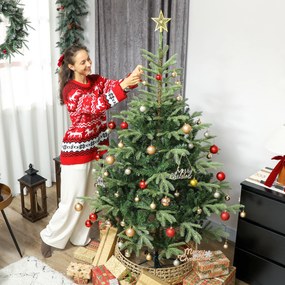 Árvore de Natal Artificial 180 cm com 772 Ramos Densos e Suporte Metálico Dobrável para Interior Verde