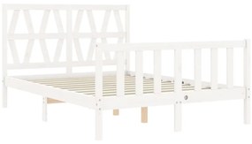 Estrutura de cama com cabeceira 120x200cm madeira maciça branco