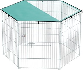 PawHut Parque para cães, cercado para cães 6 painéis com teto, modular e dobrável, cercado portátil 76H cm com porta prata verde | Aosom Portugal