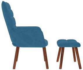 Cadeira de descanso com banco veludo azul