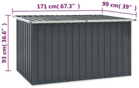 Caixa de arrumação para jardim 171x99x93 cm cinzento
