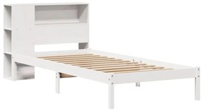 Cama com estante sem colchão 75x190 cm pinho maciço branco