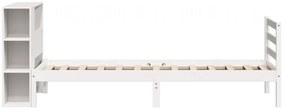 Cama com estante sem colchão 100x200 cm pinho maciço branco