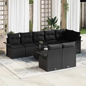 vidaXL Conjunto de Sofá de Jardim 9 pcs Preto vime PE