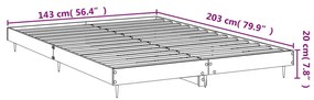 Estrutura de cama 140x200 cm derivados de madeira cinza cimento