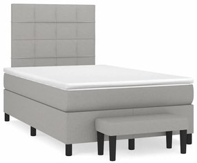Cama boxspring com colchão 120x190 cm tecido cinzento-claro