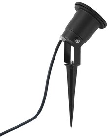 Foco de jardim preto com LED ajustável IP65 com cabo e ficha - Basic Moderno