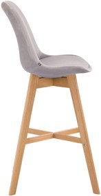 Banco de bar Cannes em veludo e com estrutura de Cor Natural 48 x 112 x 56 cm Cinzento