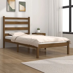 Estrutura de cama pequena solteiro 75x190 cm pinho castanho mel