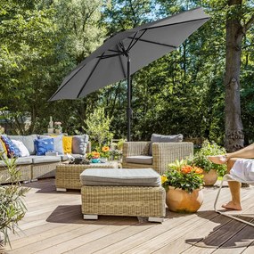 Guarda-sol Ø 270 cm com inclinação e proteção solar até UPF 50+ cinzento