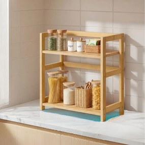 Estante para especiarias 18,6 x 41 x 41 cm com 2 prateleiras em bambu bege natural