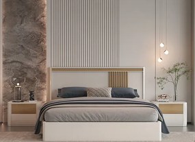 Cama Nair 01 (Lacado I Personalizavel) - 150x195cm, Ripas de Madeira
