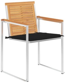 Cadeiras de jardim 6 pcs c/ almofadões madeira de teca maciça