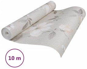 Papel parede 3D c/ padrão flores 10x0,53 m não-tecido cinza