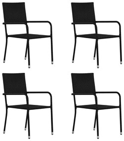Cadeiras de jantar para jardim 4 pcs vime PE preto